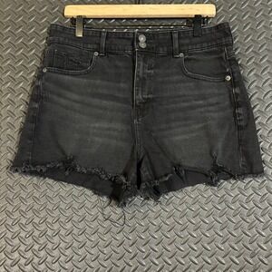 American Eagle Stretch Black Raw‎ Hem Distressed Jean Shorts Women's Size 12